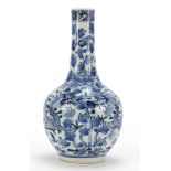 Chinese blue and white porcelain vase hand painted with dragons amongst flowers, four figure