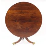Regency mahogany circular tilt top table, 89cm high x 117cm in diameter : For Further Condition