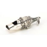 Novelty 925 silver dog's head design whistle, 4.5cm in length, 10.9g : For Further Condition Reports