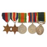 British military World War II five medal group, including a George VI Territorial Efficient