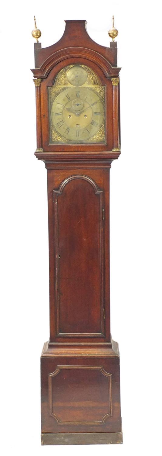 18th century mahogany pagoda topped long case clock with eight day five pillar movement striking