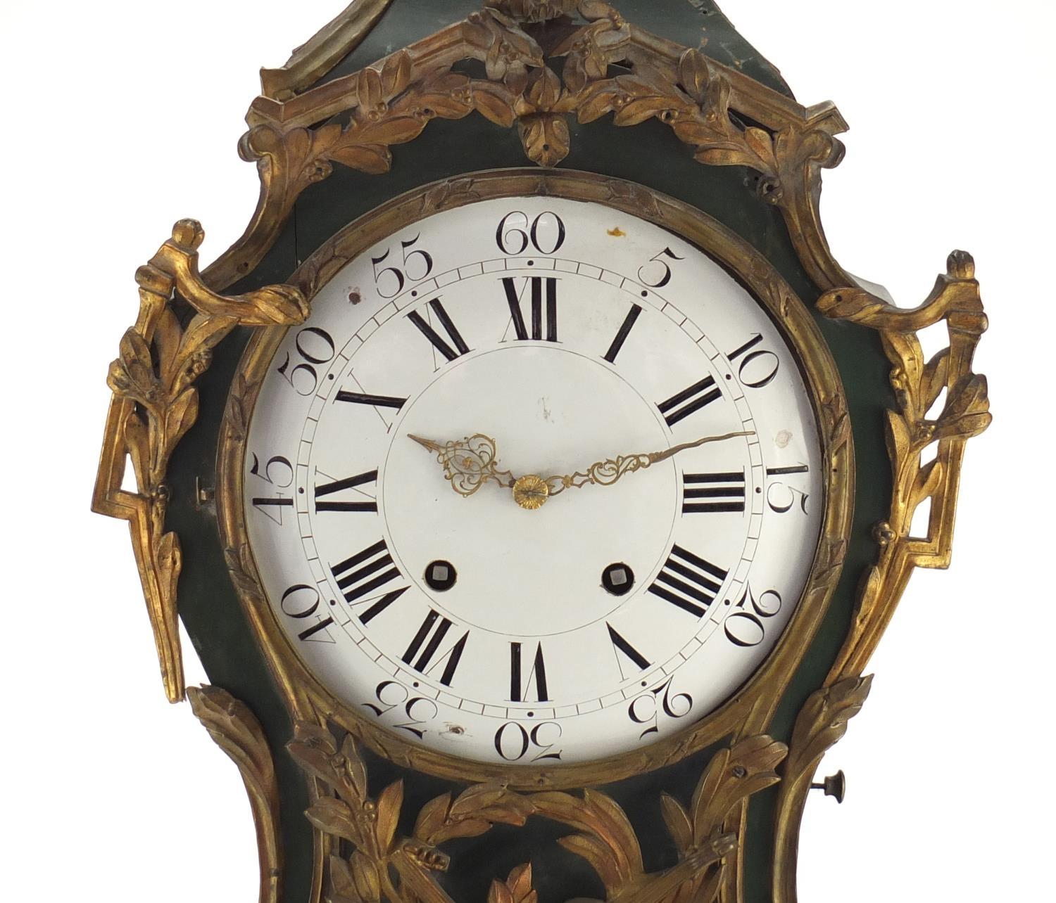 Large 18th/19th century bracket clock with ornate gilt metal mounts and enamel dial, having Roman - Image 2 of 10