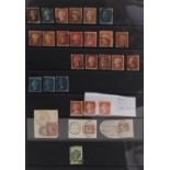 Victorian and later British stamps arranged in an album including Penny Reds and seahorse examples :
