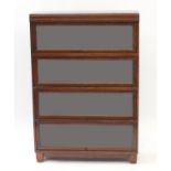 Globewernicke oak four section glazed bookcase, 114cm H x 85cm W x 28.5cm D : For Further