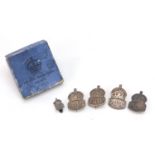 Four silver Air Raid Precautions badges and a lapel, one with box, 40.2g : For Further Condition
