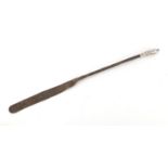 Continental gold overlaid silver handled leather riding crop engraved with flowers, impressed M