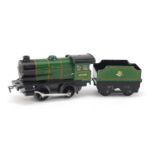 Hornby O gauge tinplate clockwork locomotive with tender numbered 45746 : For Further Condition