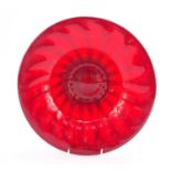 1970's Italian ruby red glass bowl, 33cm in diameter : For Further Condition Reports Please Visit