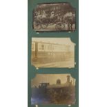 Edwardian and later social history postcards, some black and white photographic arranged in an