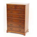 Inlaid yew seven drawer chest, 117cm H x 79cm W x 47cm D : For Further Condition Reports Please