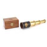 Naval interest three draw brass telescope with case : For Further Condition Reports Please Visit Our