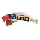 Silver proof coins including the Government of St Helena silver proof fifty pence coin collection