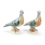 Pair of Scottish Campsie ware Lustre pigeons, each 22cm high : For Further Condition Reports