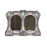Art Nouveau design sterling silver and enamel double easel photoframe, 11.5cm x 8cm : For Further