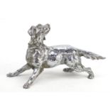 Italian silvered dog by Antonio Pandiani, impressed marks to one foot, 30cm wide : For Further