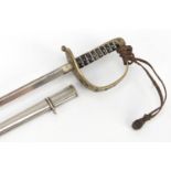 Military interest Officer's sword design letter opener with scabbard, 25cm in length : For Further