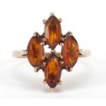 9ct gold citrine cluster ring, size Q, 3.0g : For Further Condition Reports Please Visit Our