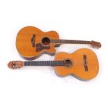 Two wooden acoustic guitars comprising Antoria Classic model 303 and Crafter model Munro 77-FE/