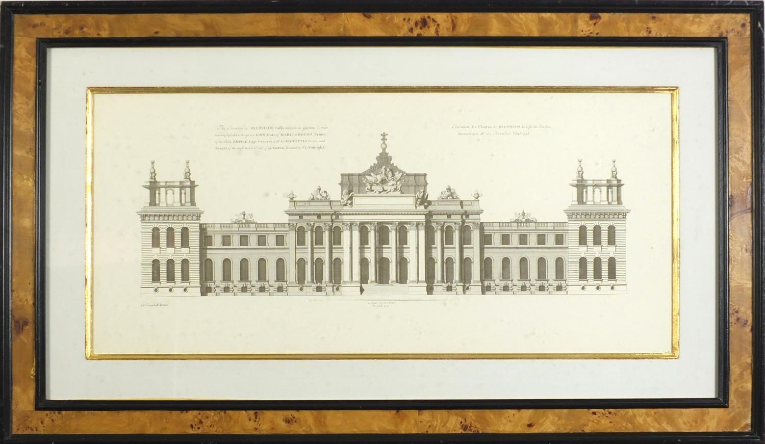 Blenheim Castle, pair of classical prints, each with Trowbridge labels verso, mounted, framed and - Image 8 of 13