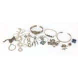 Silver coloured metal jewellery including bracelets, necklaces and earrings, 164.2g : For Further