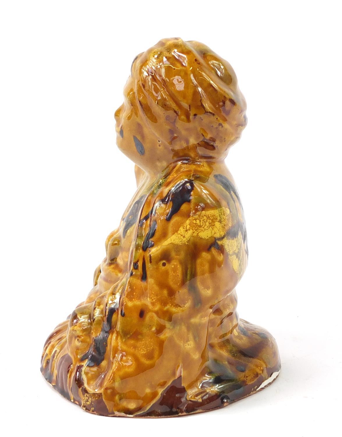 Turkish Canakkale pottery figure of a man having a yellow and brown glaze, 15.5cm high : For Further - Image 3 of 7