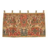 Medieval style tapestry decorated with figures and crests, 116cm x 73cm : For Further Condition