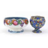 Losol ware pedestal centre bowl and a Cries of London flower vase, the largest 25cm in diameter :