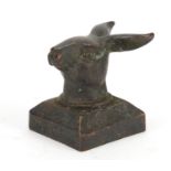 Chinese patinated bronze seal with character marks, 4cm high : For Further Condition Reports