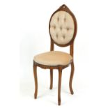 Mahogany framed occasional chair with salmon button back upholstery, 98cm high : For Further