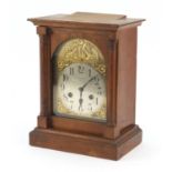 Mahogany cased mantle clock with Junghans movement and silvered dial having Arabic numerals, 31.