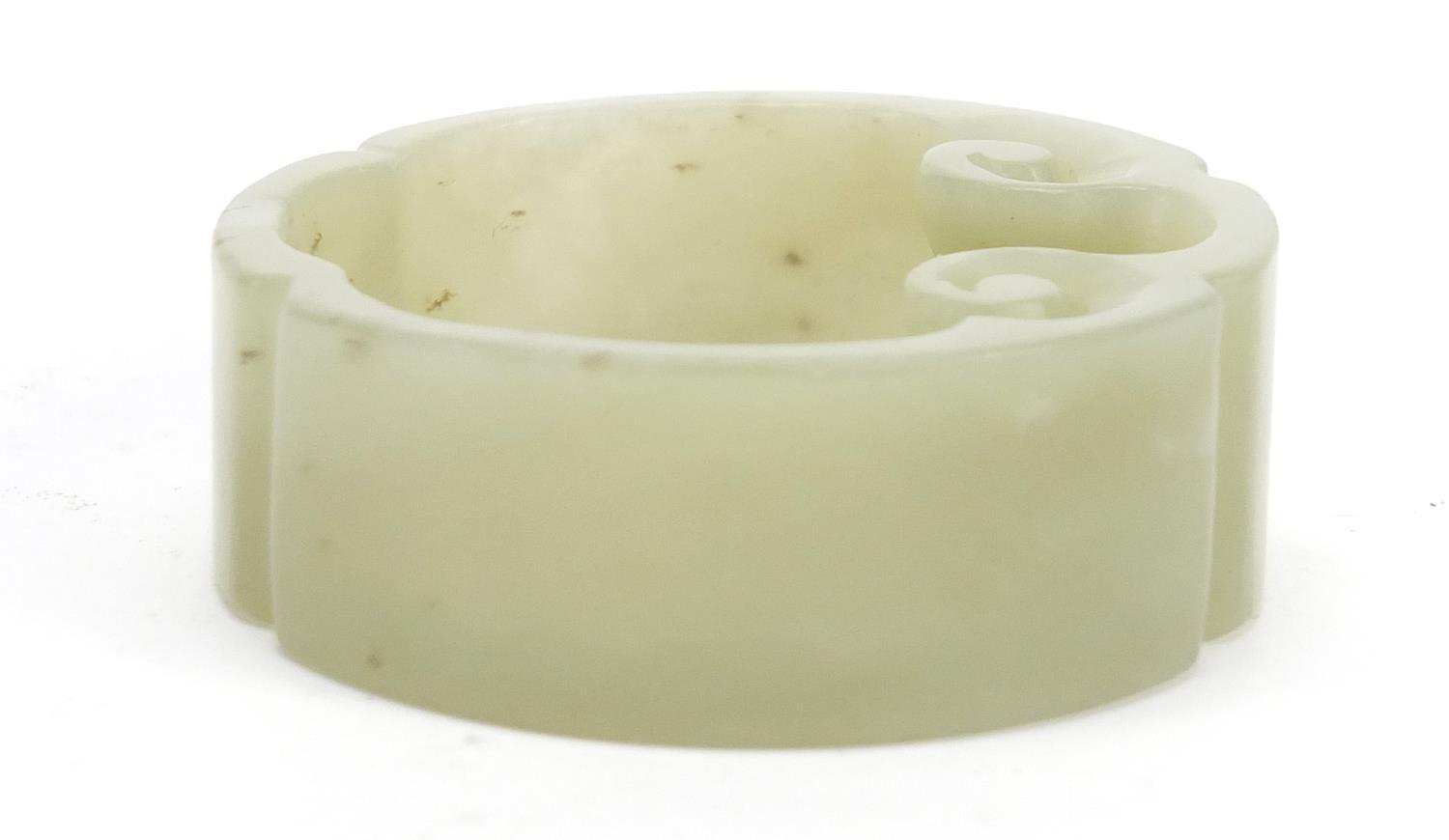 Chinese carved green jade brush washer, 5.5cm in diameter : For Further Condition Reports Please - Image 2 of 7