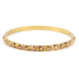 Unmarked gold bangle, (tests as 9ct gold) 6.5cm in diameter, 19.2g : For Further Condition Reports