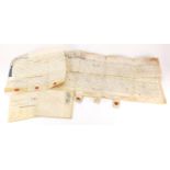 Four antique vellum documents, two with wax seals : For Further Condition Reports Please Visit Our