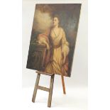 Portrait of a female in 18th century dress, antique oil on canvas, unframed, together with