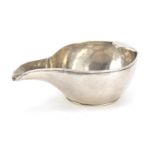 Antique unmarked silver pap boat dated June 16th 1817 but possibly earlier, 12.3cm in length, 103.3g