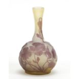 Émile Gallé cameo glass vase acid etched with flowers, signed Gallé, 14.5cm high : For Further