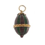 Russian silver gilt and enamel egg pendant, 2.8cm high, 10.3g : For Further Condition Reports Please