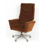 Vintage swivel armchair with brown upholstery, 116cm high : For Further Condition Reports Please