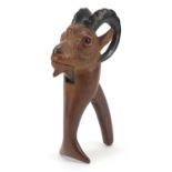 Pair of carved Black Forest nutcrackers in the form of a ram, 20.5cm high : For Further Condition