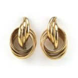 Pair of 9ct gold knot design earrings, 1.6cm in length, 1.6g : For Further Condition Reports