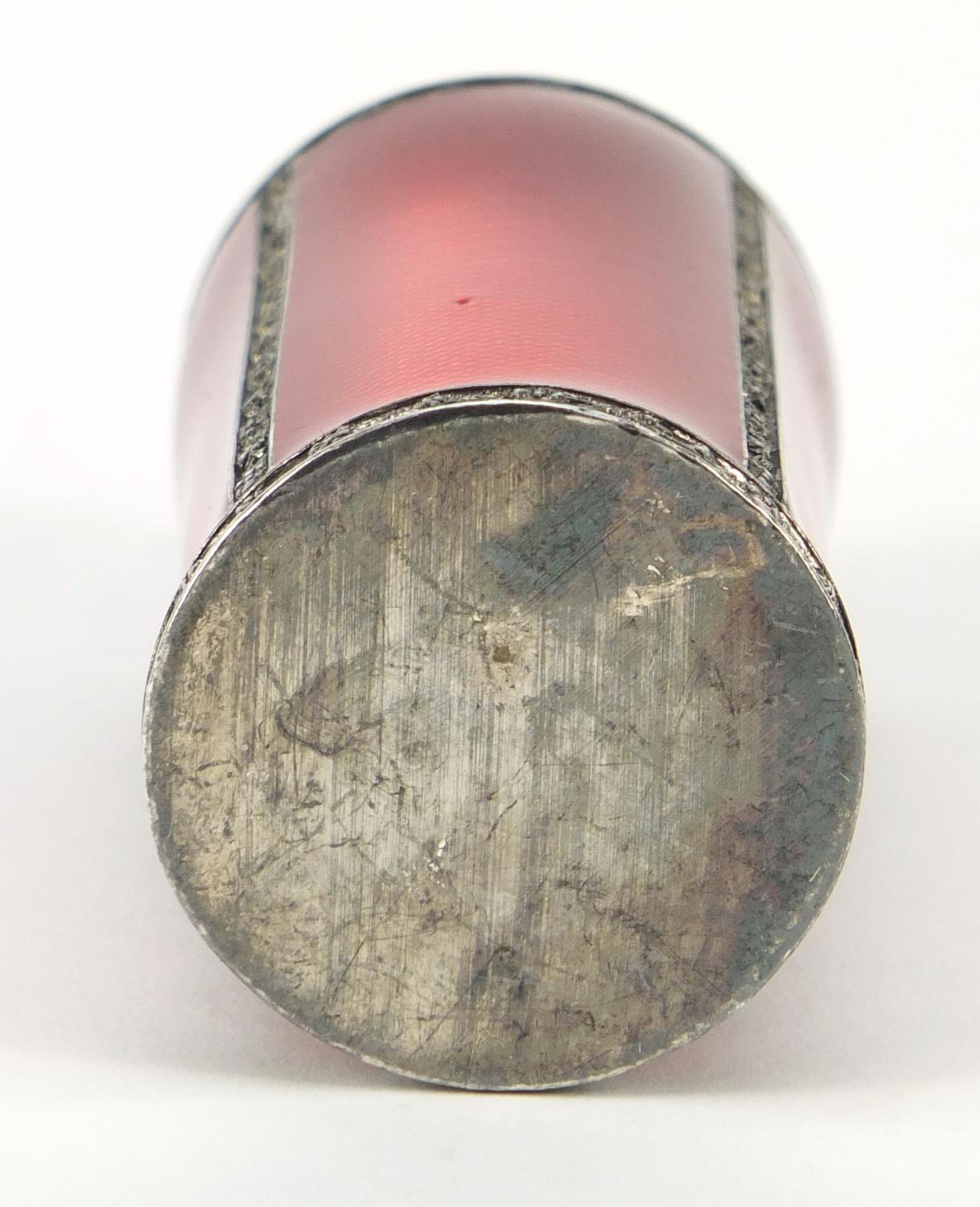 Red guilloche enamel scent bottle, 8.5cm high : For Further Condition Reports Please Visit Our - Image 6 of 7