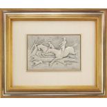 Contemporary Italian 925 silver plaque depicting a hunting scene by Ottaviani, mounted and framed,