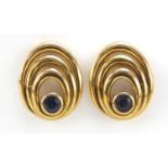 Pair of 9ct gold sapphire earrings, 1.4cm in length, 2.9g : For Further Condition Reports Please