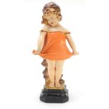 1920's hand painted plaster figurine of a young girl, 58.5cm high : For Further Condition Reports