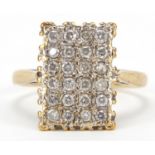 9ct gold diamond cluster ring, size L, 3.2g : For Further Condition Reports Please Visit Our
