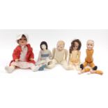 Six bisque headed dolls including Kopplesdorf and Kammer & Reinhardt : For Further Condition Reports