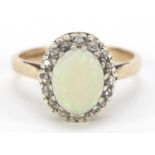 9ct gold opal and diamond ring, size M, 3.3g : For Further Condition Reports Please Visit Our