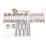 German silver coloured metal cutlery, each impressed 800, the knives marked Rostfrei, the largest