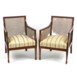 Pair of mahogany framed Bergère armchairs, 81cm high : For Further Condition Reports Please Visit