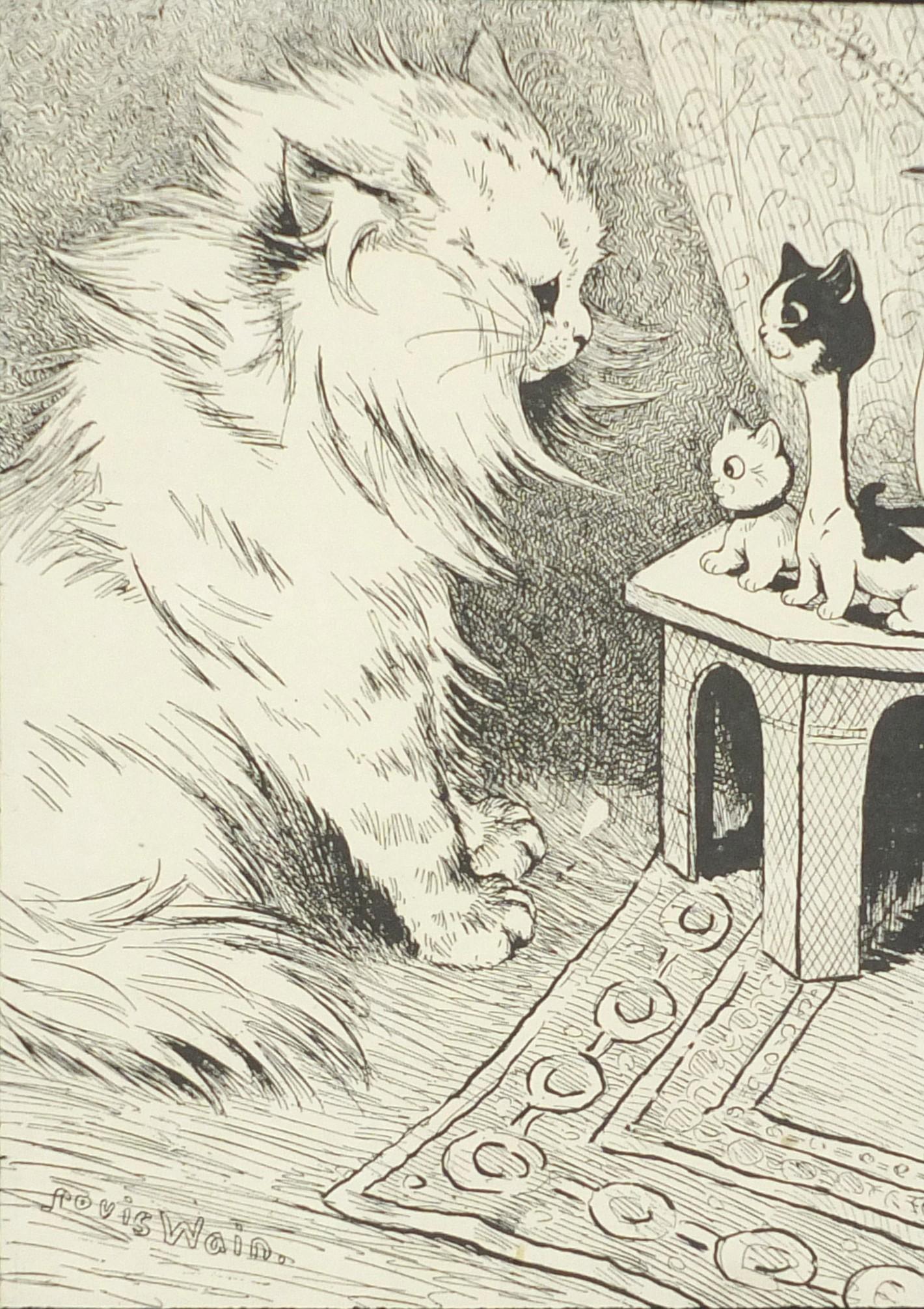 Louis Wain - Cats, eight vintage and later prints, each framed and glazed, the largest 18.5cm x 13cm - Image 6 of 33